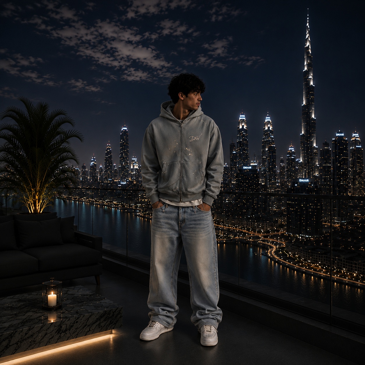 DXV Signature Zip Hoodie – Washed Grey - Image 3