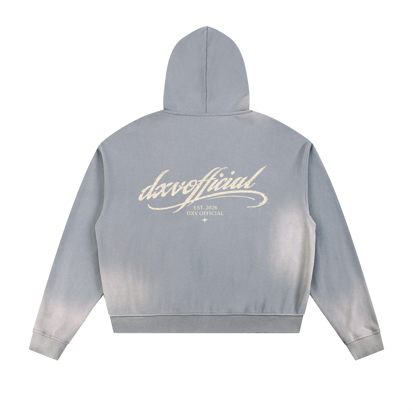 DXV Signature Zip Hoodie – Washed Grey - Image 2